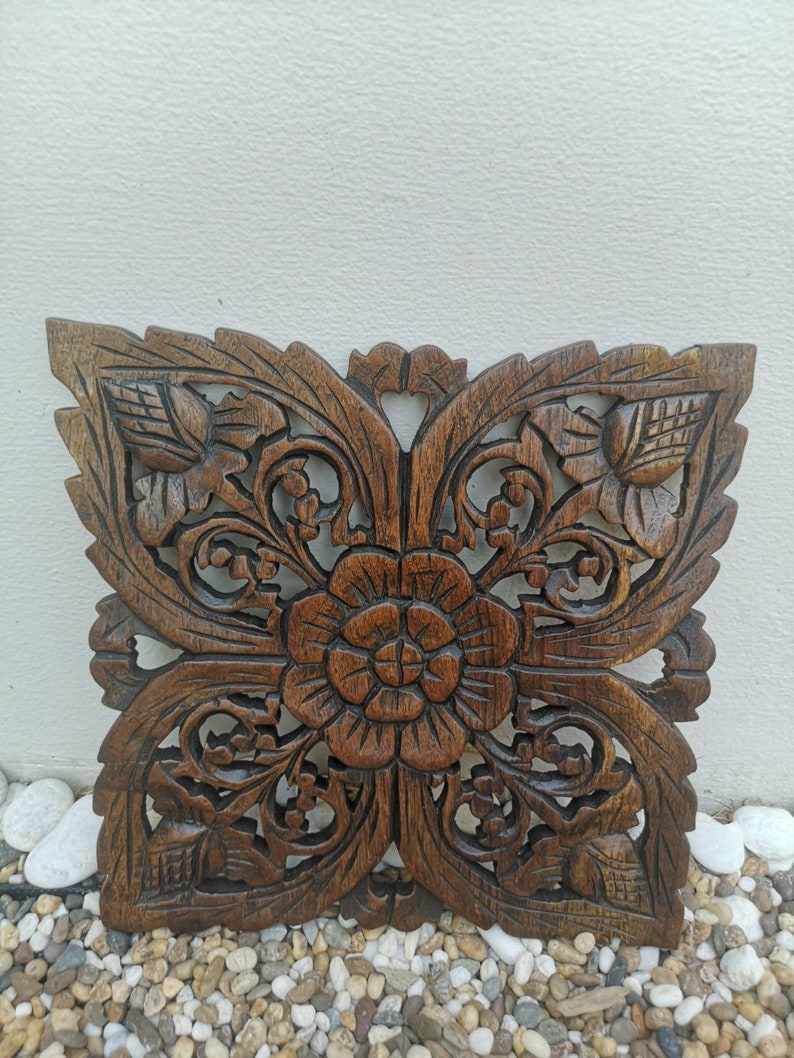 Wood carving wall hanging .Thai style wall hanging. Wood Etsy