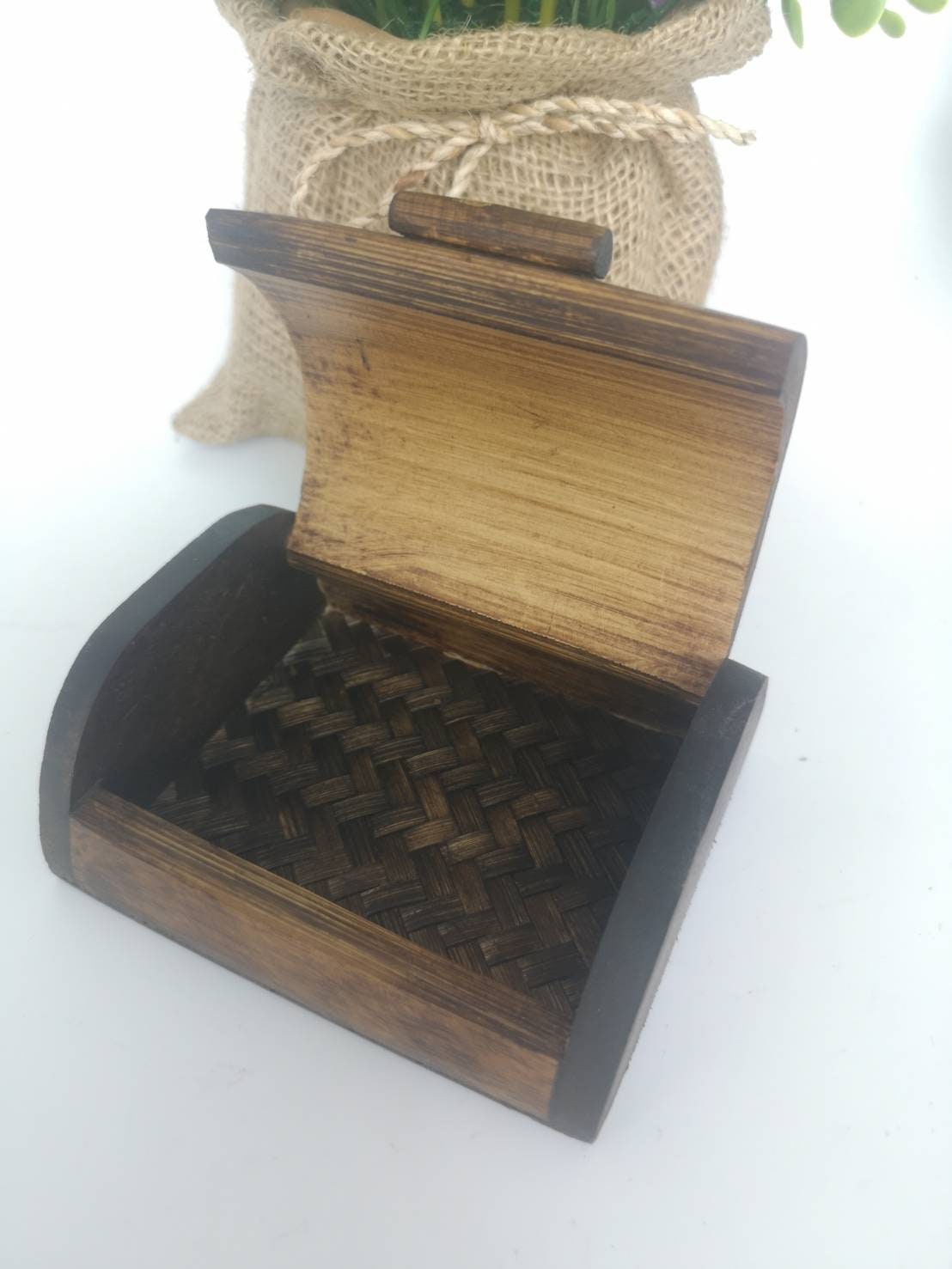 Natural wood business card box / wooden box for attaching Etsy