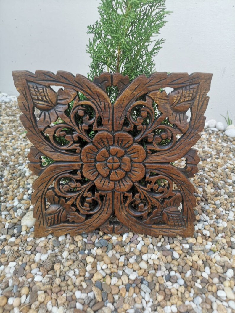 Wood carving wall hanging .Thai style wall hanging. Wood Etsy