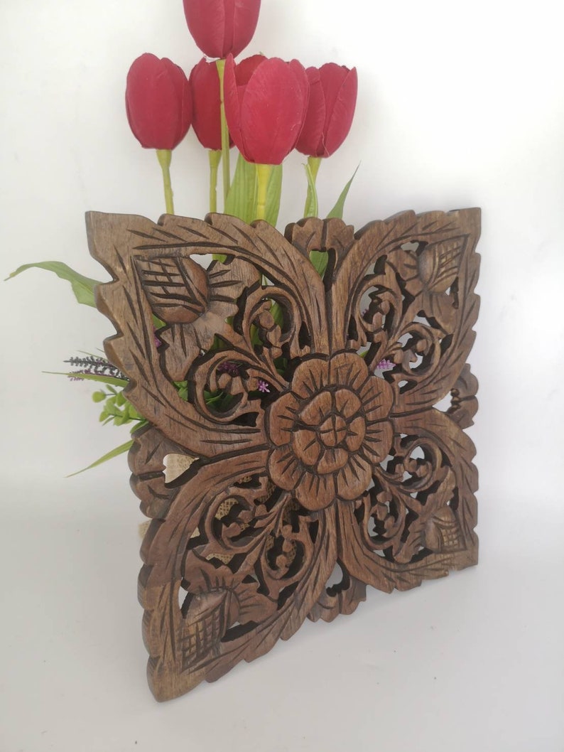 Wood carving wall hanging .Thai style wall hanging. Wood Etsy