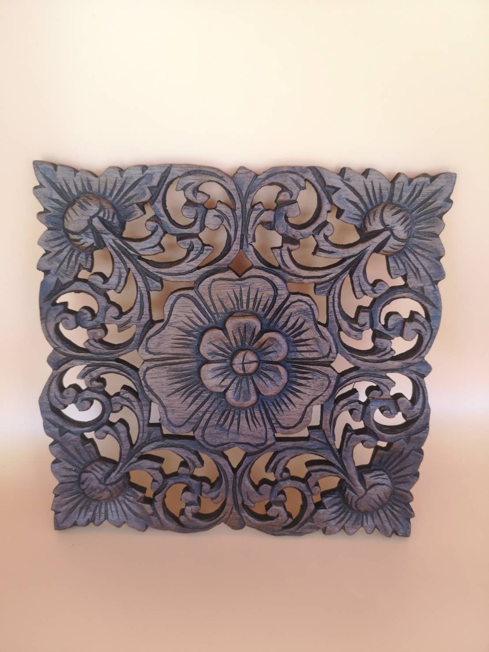 Wood Wall Decoration Carved Wooden Wall Flower Shaped Home Etsy