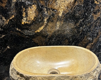 Solid Marble Vessel Sink – One-Piece Hand-Carved Stone Basin | Custom Size Luxury Bathroom Sink