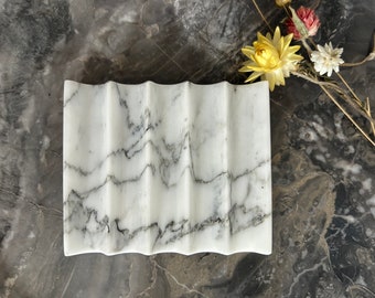 Marble Soap Dish with Drainage – Housewarming Gift, Handmade Bathroom Accessory