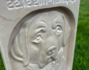 Handgravierte Hunde Gedenkstein - Personalisierter Haustier Verlust Tribut - Gartengrabstein - Sympathie Geschenk
