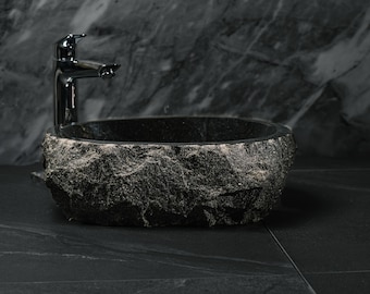 Marble Stone Bathroom Sink – Hand Carved Vanity Basin – Luxury Washstand