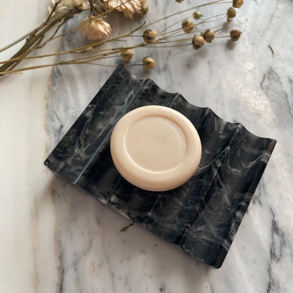 Soap dish black  marble