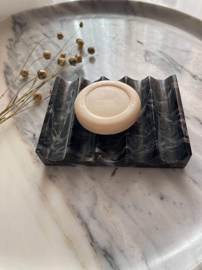 Soap Dish Black Marble Etsy