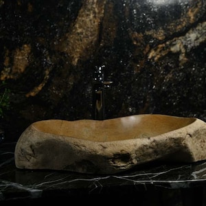 Farmhouse sink, petrified wood sink, Rustic vessel sink, modern sink, Polished stone sink, vanity top sink, stone sink bowl