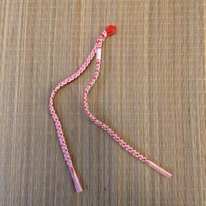 Vintage Japanese pink & red himo, waist cord ties for haori jacket, Japan import