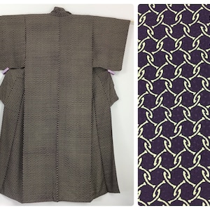 Japanese women&#39;s kimono, vintage, purple silk, medium, Japan import