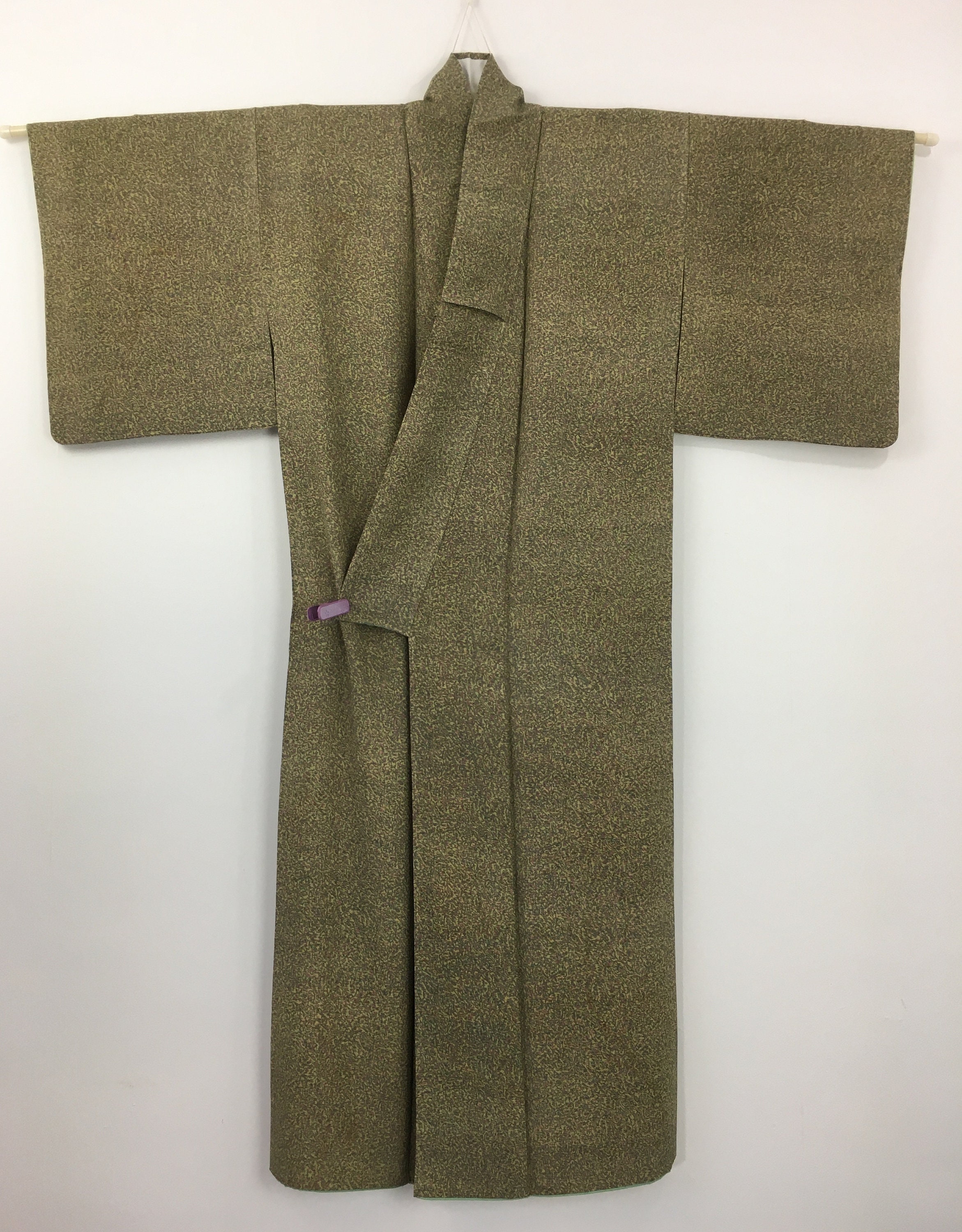 Japanese women's kimono vintage green & purple silk | Etsy
