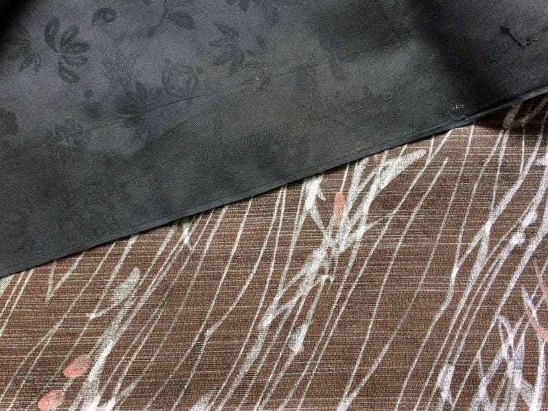 Japanese brown silk kimono fabric sold by the metre Japan import width 36cm