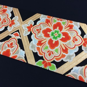 Japanese obi for women, for kimono, silk, embroidered, vintage, Japan import