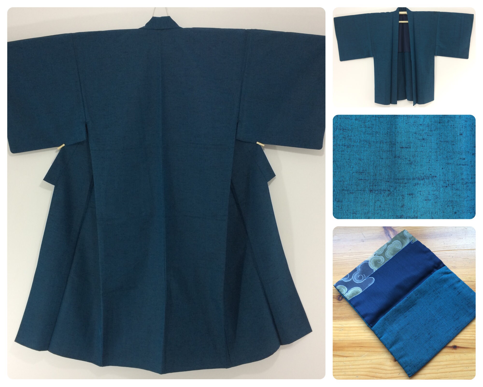 Image of Japanese Men's Kimono & Haori Jacket Set, Medium