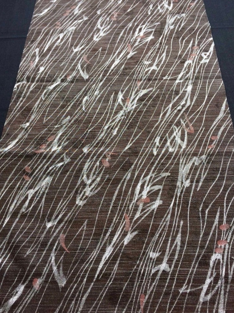 Japanese brown silk kimono fabric sold by the metre Japan import width 36cm