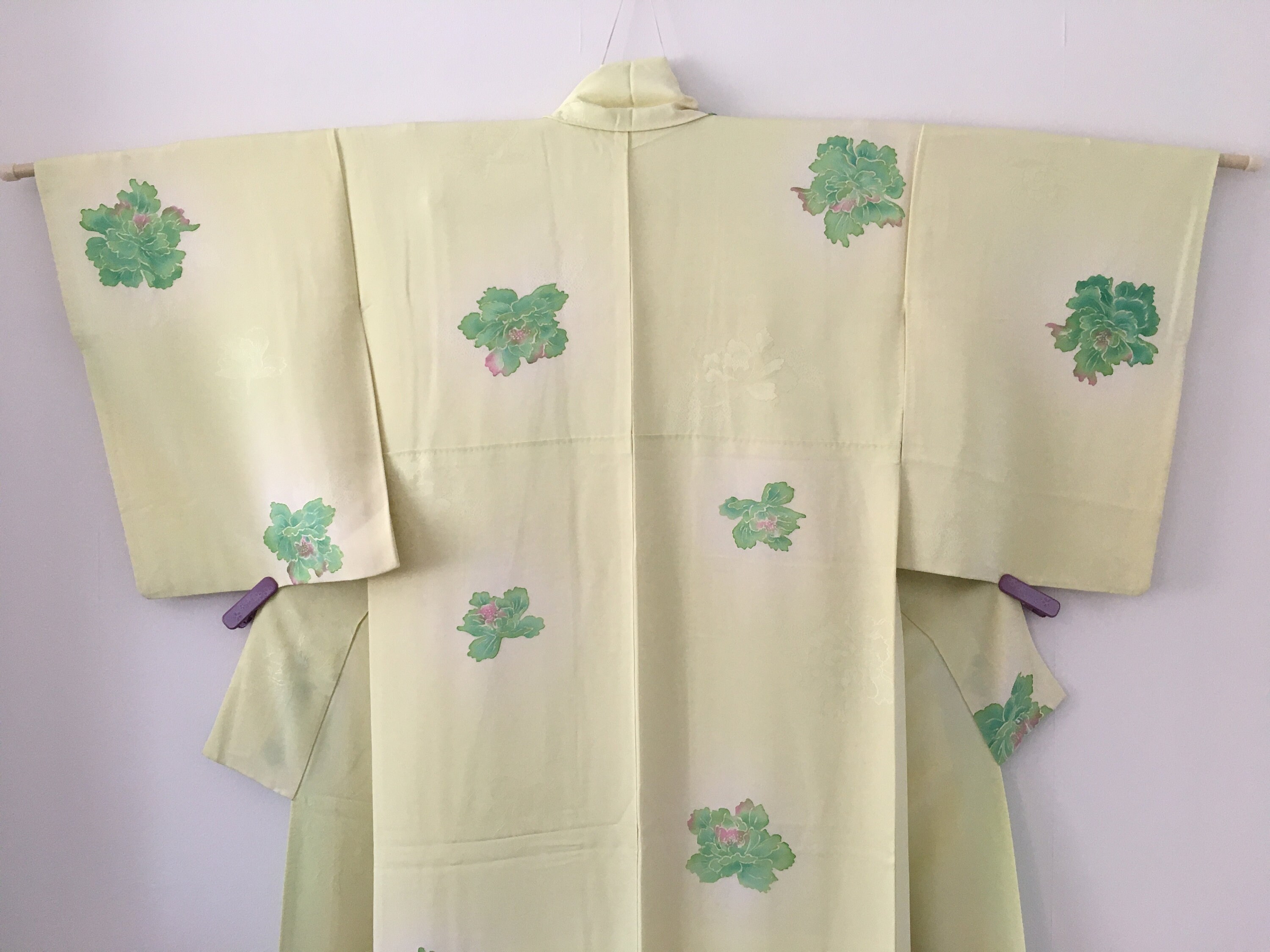 Japanese Women's Kimono Vintage Light Yellow Silk - Etsy UK