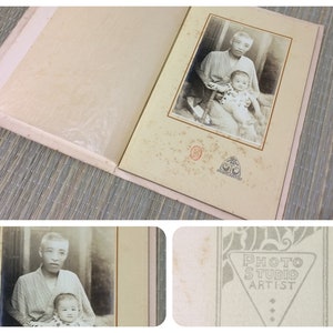 Antique Japanese photograph, man with baby, Kyoto, early 1900s, Japan import