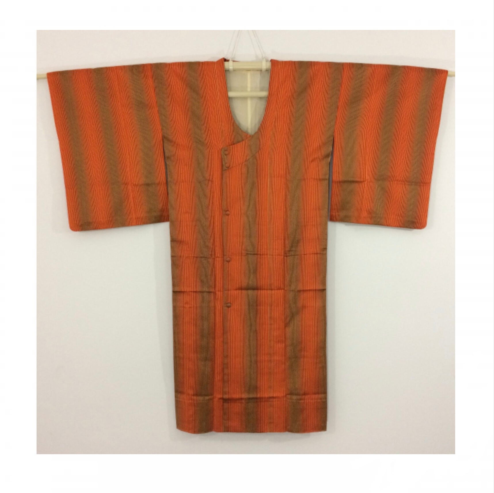 Image of Japanese Raincoat, For Kimono, Ama Coat, Women, Vintage, Orange, Small-Medium, Silk, Japan Import