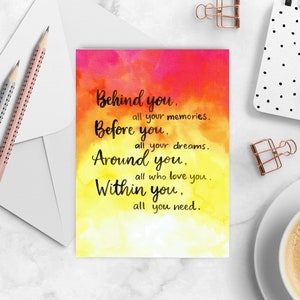 Behind You All Your Memories Greeting Card, Graduation Card, Watercolour Gift Card, Graduation Card, Friendship Card, Graduation Gift