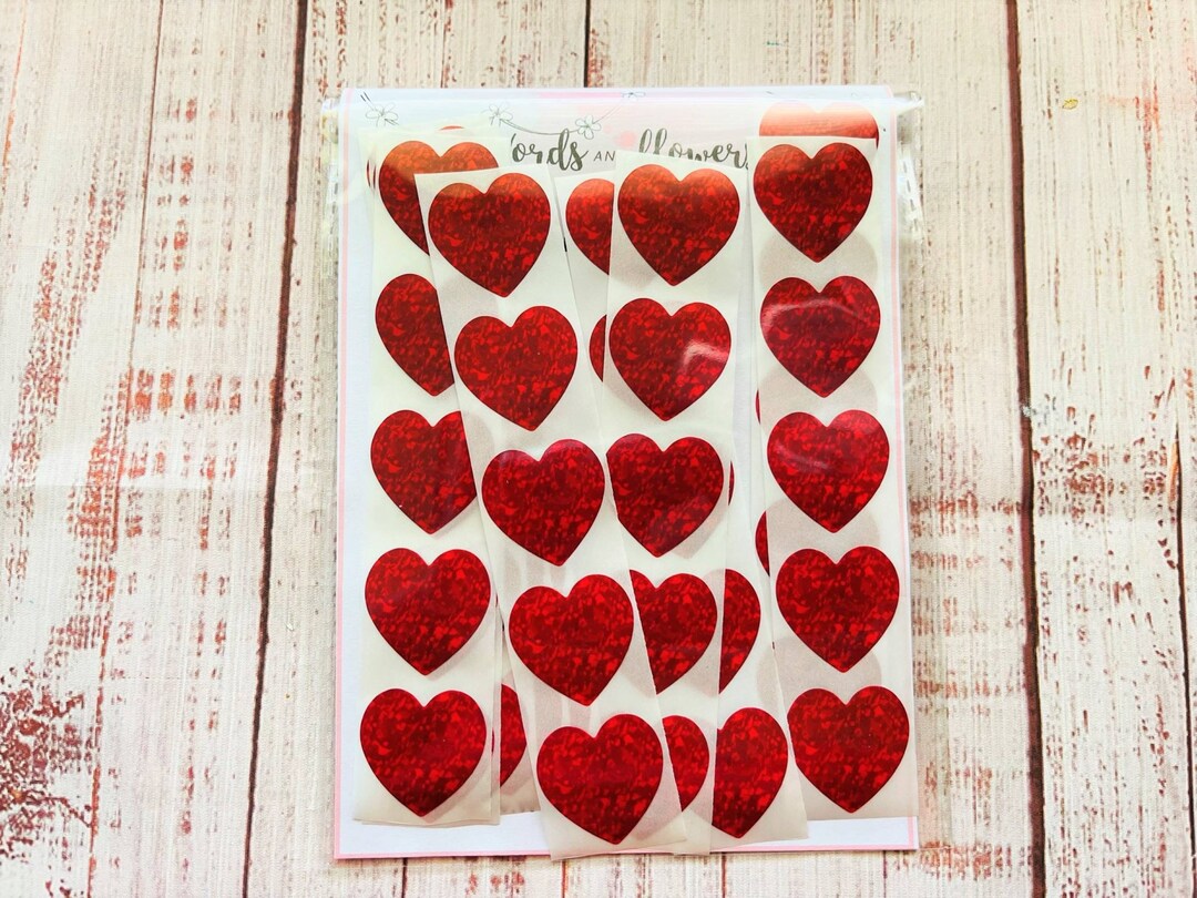 Red Heart Stickers, Stickers for Sealing Envelopes, Wedding Stickers, Love Heart Stickers, Red