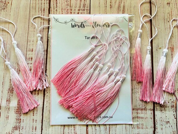 Ombre Pink Tassels, Bookmark Tassels, 13 Cm Tassels, Craft Supplies, Pack  of 10 Tassels, Tassels for Bookmarks 