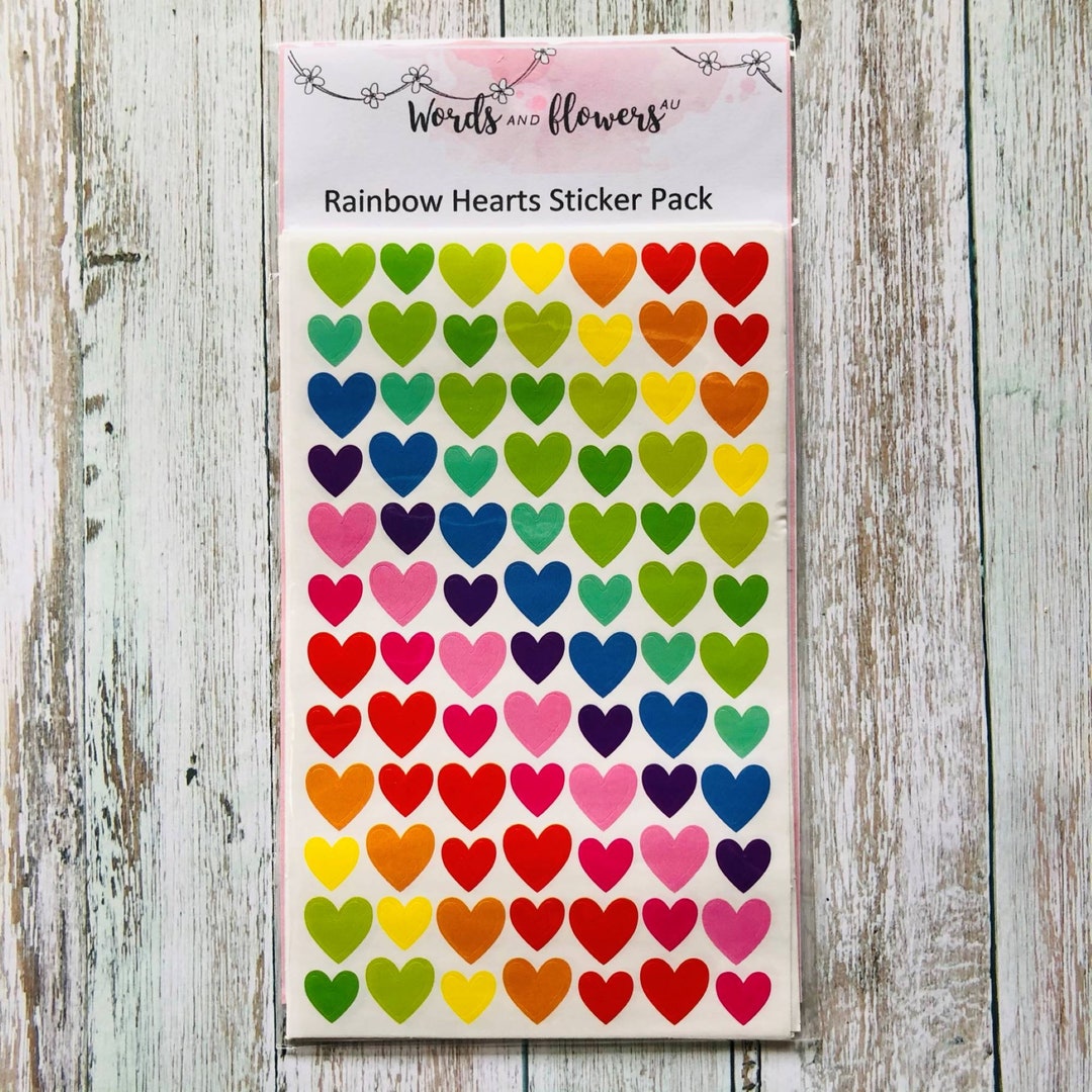 Rainbow Heart Sticker Pack: Colorful Planner Stickers - Etsy