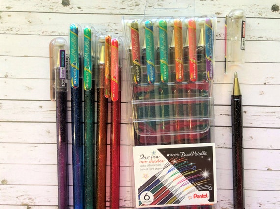 Gel Pen Set, Pentel Hybrid Dual Metallic Pens, Sparkly Pen, Pen