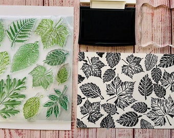 Leaf Clear Stamp Set: Nature Card Making, Scrapbooking Stamps