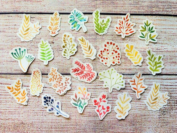 Leaves Stickers, Leaf Stickers, Kawaii Stickers, Nature Stickers, Sticker  Set, Scrapbook Sticker Pack, Planner Accessories, Journal Stickers 