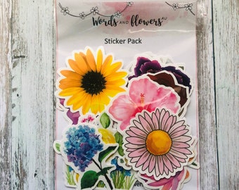 Waterproof Flower Sticker Pack: Vibrant Floral Decals (20 pc)