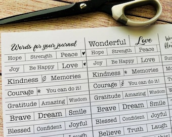 Positive Words Printable: Journal & Scrapbook Embellishments (PDF Download)