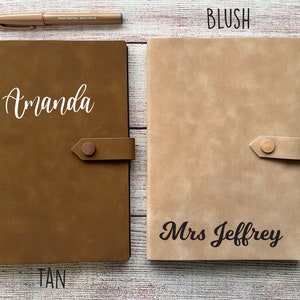 Personalised A5 Faux Leather Notebook, Teacher Gift, Custom Lined Journal