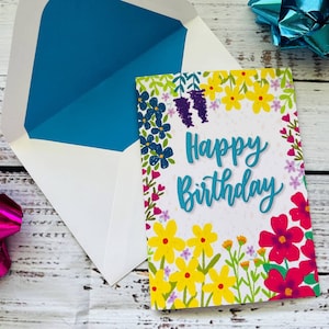 Floral Birthday Card, Birthday Card Set, Happy Birthday Cards, Pretty Birthday Card, Birthday Card for Her, Birthday Card for Women