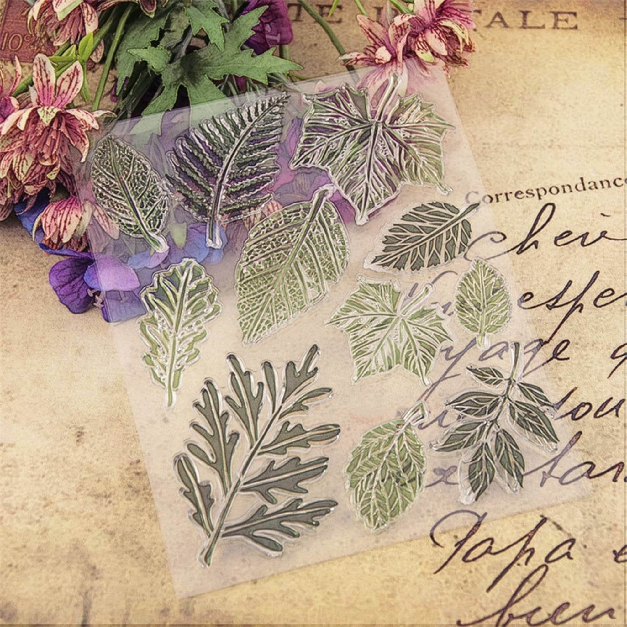 Leaf Stamp Set Leaves Clear Stamp Set Green Leaves Etsy