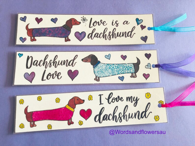 Dachshund Lover Bookmarks Watercolour Dog Art Modern | Etsy