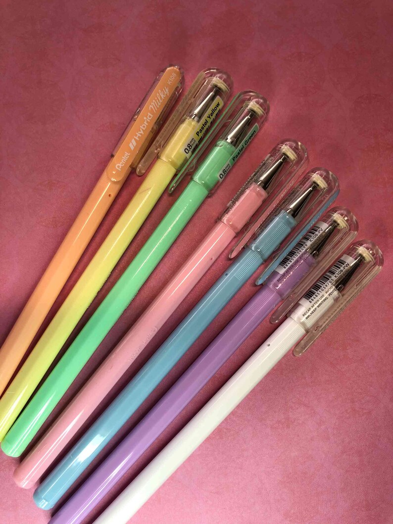 Pentel Hybrid roller PASTELS Milky Gel Pen Set of Etsy
