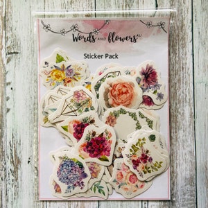 Flower Stickers, Floral Stickers, Planner Stickers, Journaling Stickers, Flower Sticker Pack, Scrapbooking Stickers, Pretty Stickers