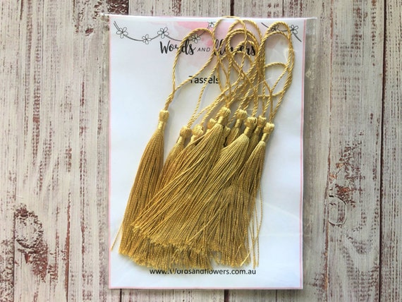 Light Gold Tassels, Pack of 10 Light Gold Tassels, 13 Cm Tassels, Gold Bookmark  Tassels, Art and Craft Tassels, Silky Tassels 