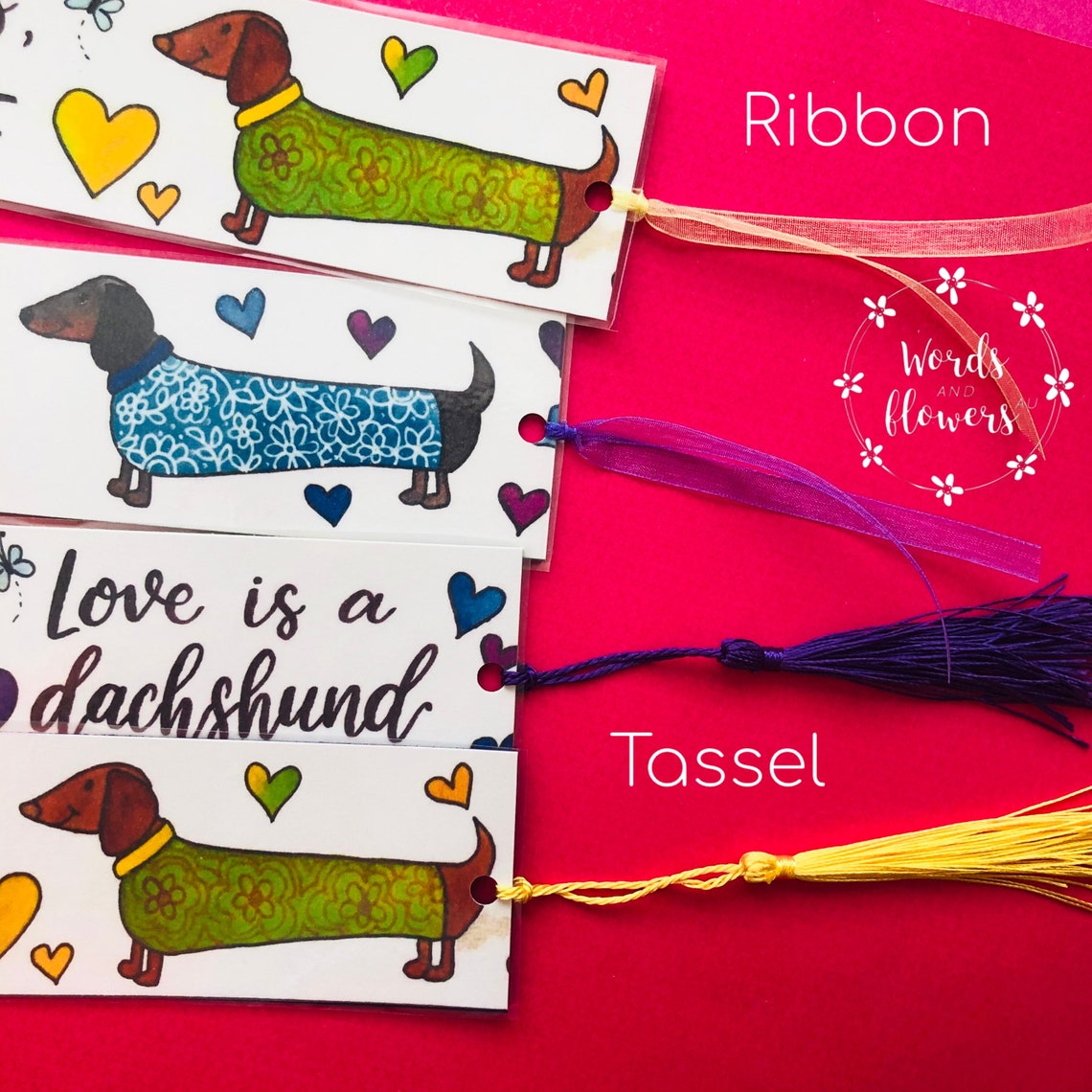 Dachshund Lover Bookmarks Watercolour Dog Art Modern | Etsy
