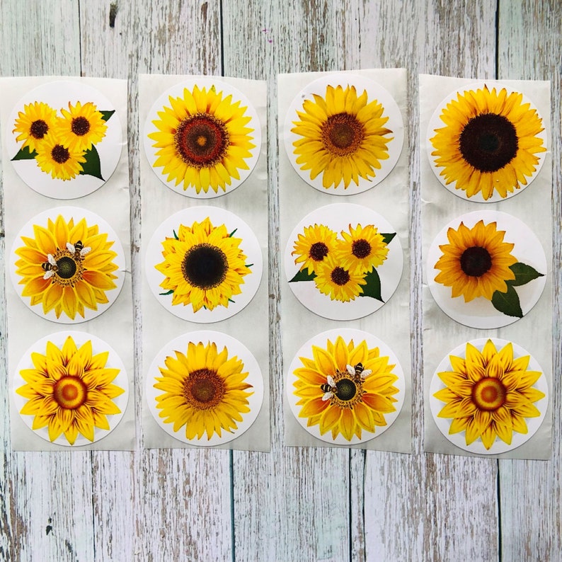 Sunflower Stickers Sunflower Sticker Pack Planner Stickers Etsy