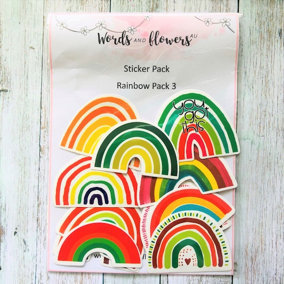 Rainbow Sticker Pack Boho Rainbow Stickers Laptop Stickers Etsy