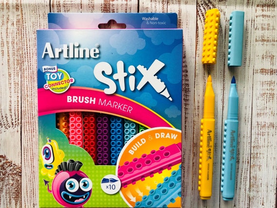 Artline Stix Brush Markers, Pack of 10, Brush Pens for Modern