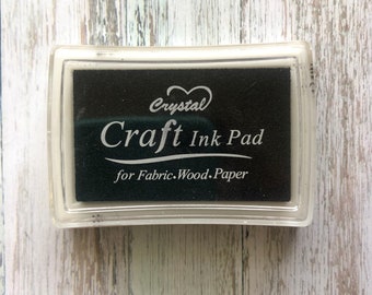 Black Ink Stamp Pad: Waterproof, Opaque Ink for Paper, Fabric, Wood