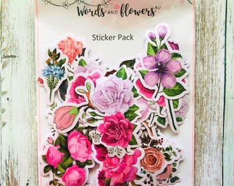 Rose Stickers, Flower Sticker Pack, Journaling Stickers, Laptop Stickers, Waterproof Stickers, Floral Sticker Pack, Flower Lover Gift, Set 1