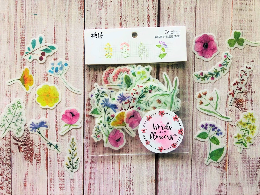 Washi Stickers, Flower Stickers, Sticker Set, Floral Stickers ...