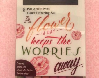 Faber Castell Pen Set, Brush Pen Set, Pink Pens, Pens for Art, Hand  Lettering Pens, A Flower a Day Keeps the Worries Away Set 