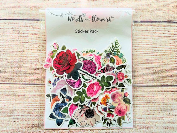 Rose Stickers, Flower Sticker Pack, Scrapbooking Stickers, Floral