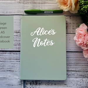 Personalised Sage Green A5 Notebook: Custom Lined Journal, Gift for a Friend