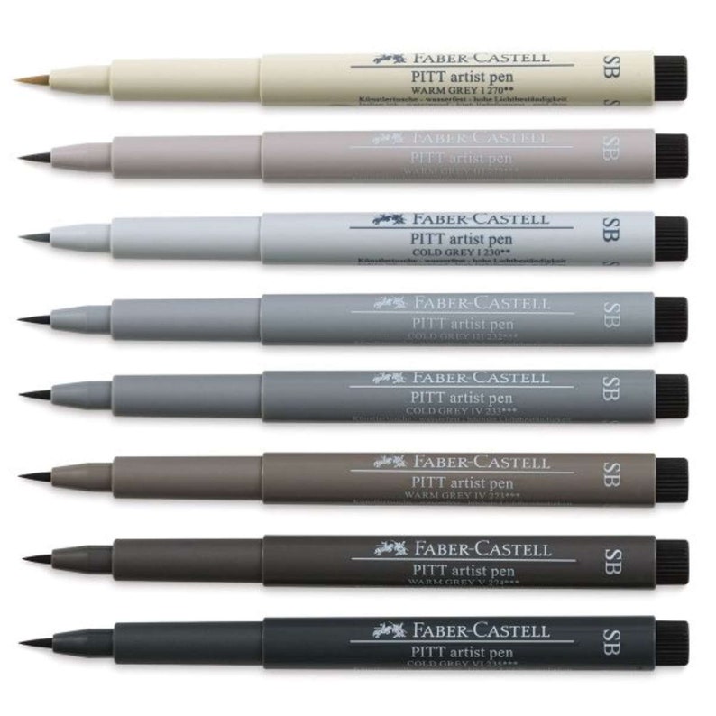 Modern Calligraphy Pens Shades of Grey 6 Pitt Artist Pens Brush Pens Grey Felt Pens India Ink Pens & Markers Supplies & Tools cd-j.net