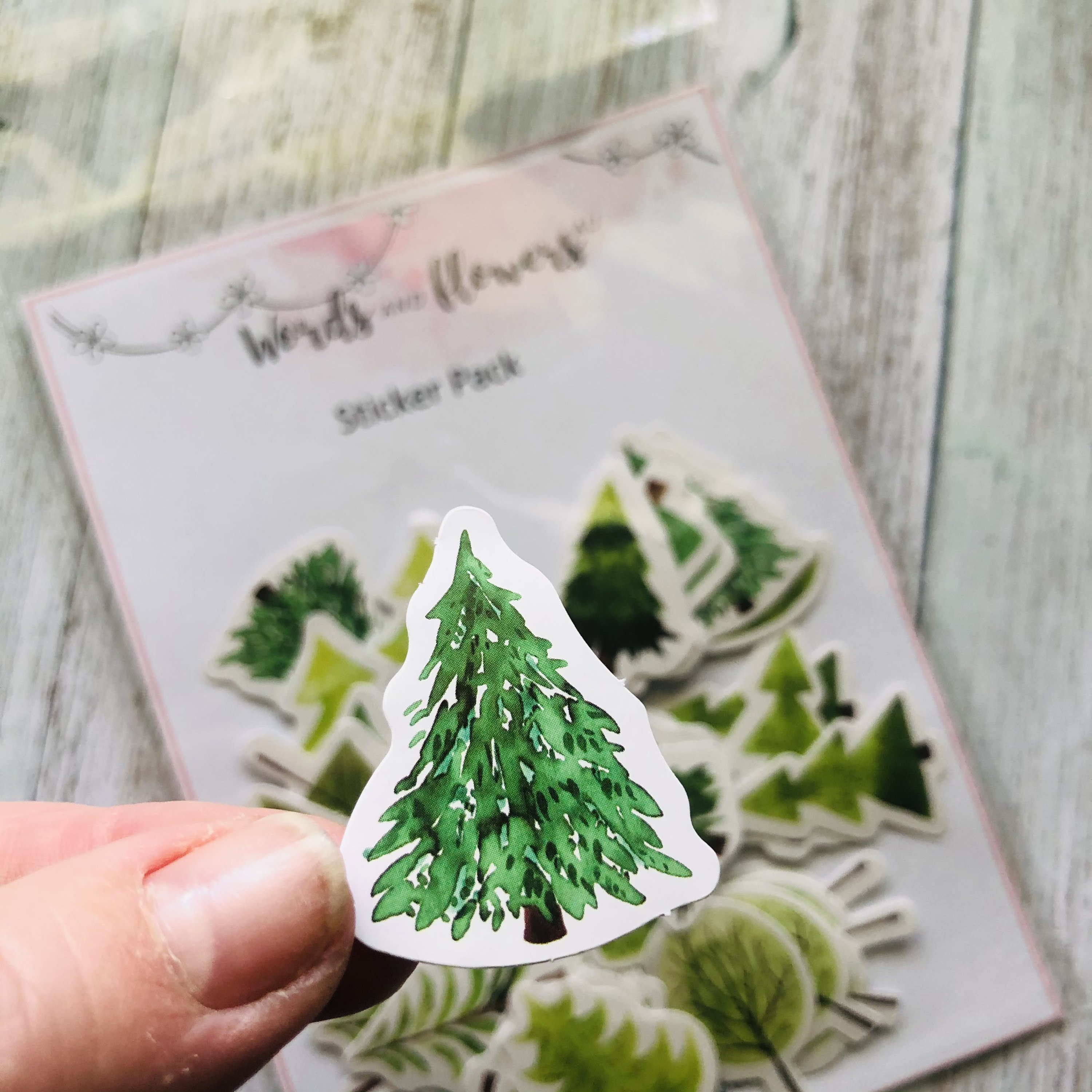 Tree Stickers Green Tree Sticker Set Set of 45 Paper Etsy